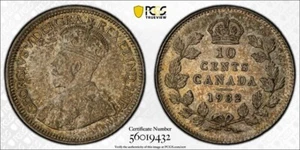 1932 Canada 10 Cents PCGS AU58 Lot#G046 Silver! - Picture 1 of 4