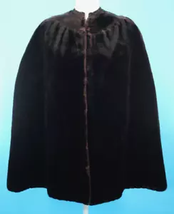 Vtg Women's Antique Edwardian Late 1800s Early 1900s Dark Brown Velvet Cape Coat - Picture 1 of 23