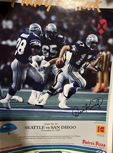 VTG Seahawks Pietros Pizza 11x14 Poster Dave Kreig w/repro sig 11/22/87 - Picture 1 of 6