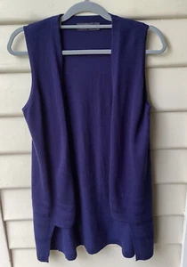Toorallie Blue Knit Vest 100% Merino Wool 10 S Open Front Step Hem Jacket As New - Bild 1 von 9