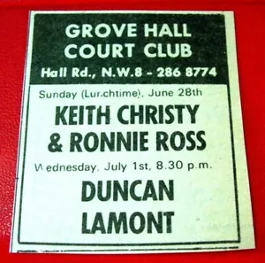 Keith Christie/Ronnie Ross/Duncan Lamont ORIG 1970 Press/Magazine ADVERT 2"x 2" - Bild 1 von 3