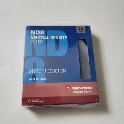 Manfrotto 72mm Circular ND8 Lens UV Filter 3 Stop Reduction Neutral Density NWT - Image 1 of 4