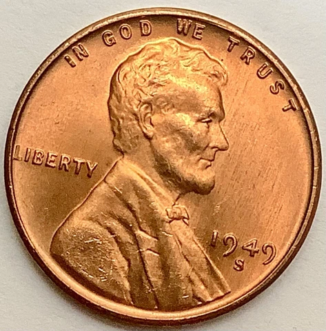 1949-S  Uncirculated BU Red RD - Lincoln Wheat Cent ~ A857 Cover