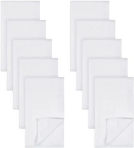 10 Count Cloth Diapers Reusable Washable Burp Cloth Flatfold White 100% Cotton - Picture 1 of 24