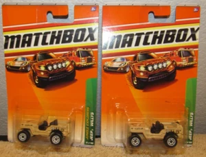 Lot of 2 - 2009 Matchbox Jungle Explorers Jeep Willys Diecast Cars Trucks Tan - Picture 1 of 1