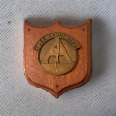 Placa de colección de la Liga de la Marina de los Estados Unidos - Grupo de trabajo Alfa - Medalla de metal sobre marco de madera Foto 1 de 4