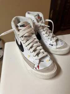Nike Blazer Mid 77 Paint Splatter Shoes Sneakers DJ2618-100 Sz 4Y - Picture 1 of 7