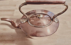 Antiker englischer Kupfer Messing Teekocher Kaffeekrug Auslaufgriff #1 c. 1850 - Bild 1 von 2