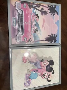 90s MICKEY MINNIE Mouse Small 8x10 Vintage Framed Poster Walt Disney Official X2 - Picture 1 of 9