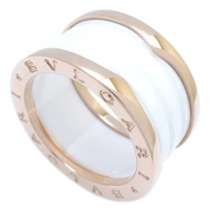 BVLGARI B.zero1 ring 18K Pink Gold White Ceramic 4-bands M Size 57 /293225 - Picture 1 of 7