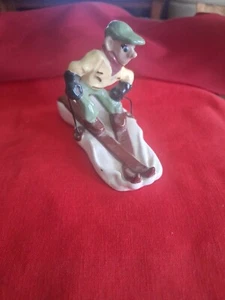 Snow Skier Man Figurine ceramic WILLIAMS STUDIOS Ogden Utah 50's Rare Unique  - Picture 1 of 9
