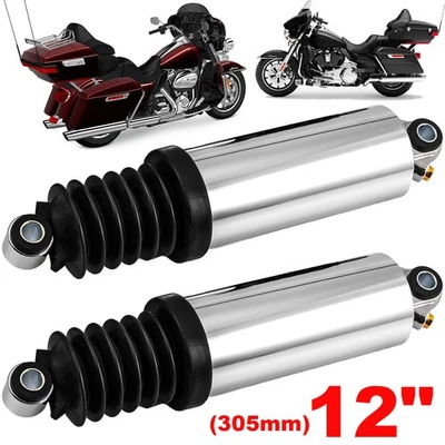 For Harley Touring Road King FLHR Classic Chrome 12" Rear Air Shocks Suspension Foto 1 de 4
