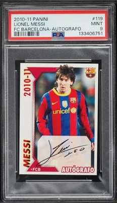 Pegatinas autógrafo Lionel Messi PSA 9 2010-11 Panini FC Barcelona #119 b3 Foto 1 de 2