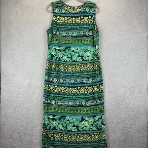 Vtg 90s Maxi Dress Sz 12 Beachy Floral Hawaiian Island Muu Muu R&K Originals - Picture 1 of 11