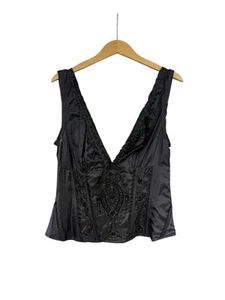 Adrianna Pappell Damen-Tanktop schwarz Y2K Perlen Spitzenbesatz Hexenkern Large - Bild 1 von 8