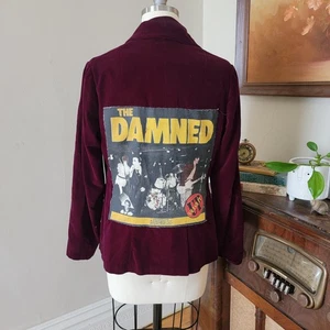 Vintage Punk Rock Women's Jacket 90s The Damned Back Patch Pins Crass Adicts S - Picture 1 of 9