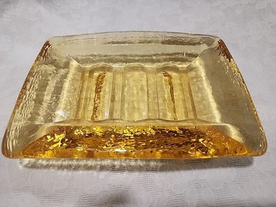 Jabonera grande de vidrio amarillo citrino fuego y luz reciclada Foto 1 de 4