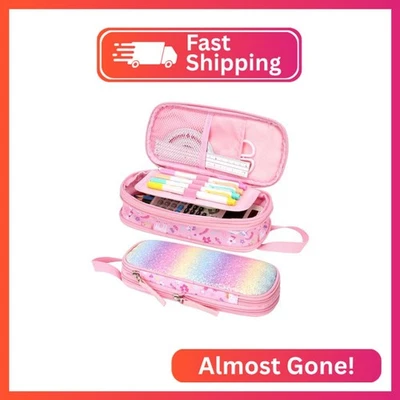 Estuche para lápices BrainyBees para niñas - Estuches para lápices expandibles de gran capacidad para niños Foto 1 de 2