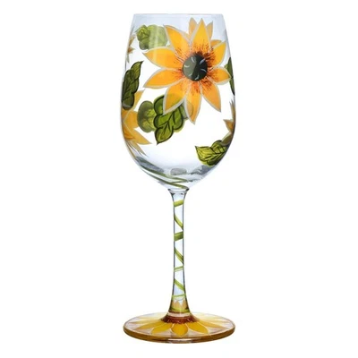 CHOOLD Girasol Artesanal Pintado Copa de Vino Estampado de Flores Copas de Vino Plomo-Fr... Foto 1 de 4