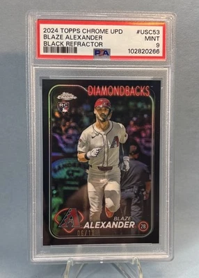 PSA 9 2024 Topps Chrome Update Blaze Alexander Black Refractor /10 Rookie RC - Image 1 of 3