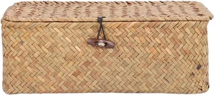 Seagrass Storage Basket with Lid, Woven Rectangular Organizer for Home - Picture 1 of 8