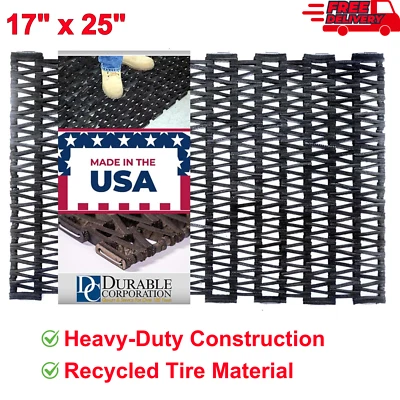 Durable Durite Recycled Tire,Link Outdoor Entrance Mat,Herringbone Weave 17"x25" - Image 1 of 4