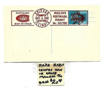 Usa: 1966; Postal Stationery overprint Man in Space, chicago EBN012 - Image 1 of 2
