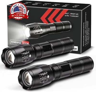 2 Linternas Alta Potencia Batería Poderoso Linterna Tactica LED Recargable Camp - Bild 1 von 4