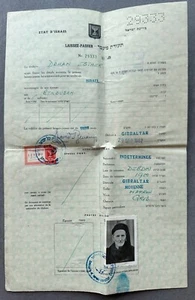 ISRAEL Mujer Judía Marroquí Documento de Viaje LAISSEZ-PASSER Gibraltar Judaica - Imagen 1 de 8
