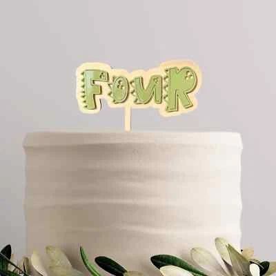 Decoración de pastel de dinosaurio personalizada para edades 1-10 | Acrílico y madera para fiesta de cumpleaños Foto 1 de 3