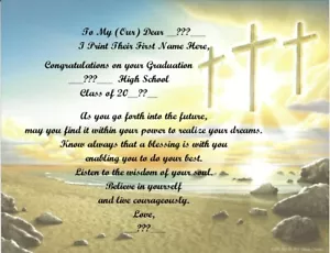 High School Graduation Personalized Poems ~ Cross Background~ See all 24 styles - Picture 1 of 25
