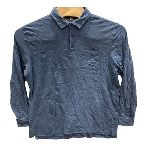 Peter Millar Crafted Amble Polo Shirt Mens Size XL Blue Cotton Cashmere Long Slv - Picture 1 of 6