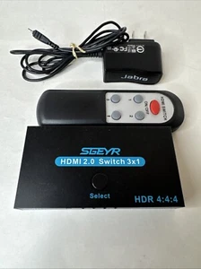 SGEYR HDMI 2.0 Switch 3x1 3-way HDMI HDR with Remote & Power Cord - Picture 1 of 6