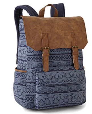 Mochila nova com etiquetas AD Sutton &Sons listra de renda azul resistente multibolsos bolsa de livros - Imagem 1 de 4