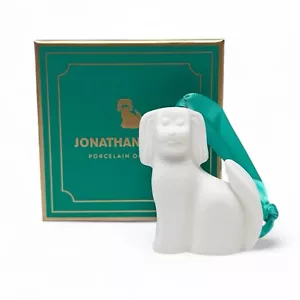 Jonathan Adler Spaniel Hund weiß Porzellan Weihnachtsschmuck zum Aufhängen NEU - Bild 1 von 4