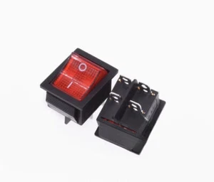 2x On Off Red Light Rocker Switch 250V AC 16 AMP 125V 20A DPST 4 lug legs - Picture 1 of 4