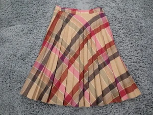 Vintage Aaron Kamhi Skirt Womens 2 Beige Pink Wool Pleated Flare A-Line RN 26148 - Picture 1 of 10