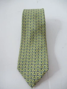 Hermes Paris Tie Yellow Equestrian Link 100% Silk Necktie 7006 TA 55" X 2.75" - Picture 1 of 5