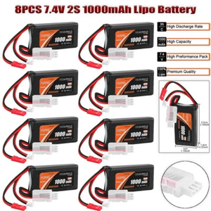 8 x 7,4 V 1000mAh wiederaufladbare Akku 2S Lipo 35C Akku mit PH2.0 & JST Stecker - Bild 1 von 11