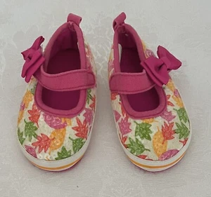 Stepping Stones Infant Baby Shoes 9-12M Fuchsia Pink/Multi w Sequins & Bow - Picture 1 of 6