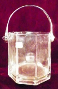 Luminarc Ice Bucket Glass Silvertone Metal Handle 8 Sided Barware Orig Label - Picture 1 of 5