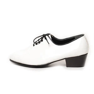 Para hombre Blanco Brillante Cuero Sintético Cuero Lisa Puntera Cierre Cordones Tacón Alto Vestido - Imagen 1 de 1