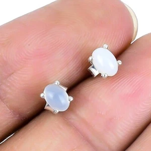 Natural Rainbow Moonstone Solid Sterling Silver Leverback Stud Post New Earrings - Picture 1 of 8