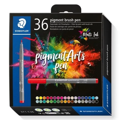 Plumas de pincel de tinta múltiple Staedtler Pigment Arts - Juego de 36 Foto 1 de 4