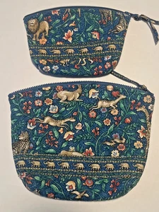 2 bolsas de cosméticos de maquillaje vintage Vera Bradley RETIRADAS Animal Kingdom forradas - Imagen 1 de 4