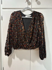ASTR Women Burned Velvet Top Cropped M - Picture 1 of 11