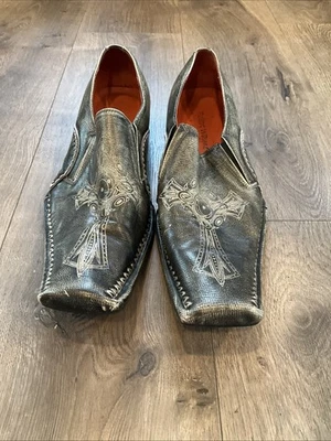 Zapatos sin cordones Robert Wayne Rome Cross en relieve para hombre talla 12 punta cuadrada occidental Foto 1 de 4