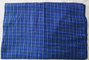 Dark Blue Plaid Flannel Cotton Fabric 5 3/4 Yards - Picture 1 of 1