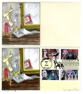 #3840-43 Choreographers 2004 FDC - Doris Gold Hand-painted Mock-up Proof 1/1 - Picture 1 of 2