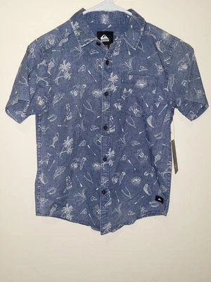 New Quiksilver Boys La Vida Youth Button Up Shirt Casual Flannel Woven M  Denim - Image 1 of 2